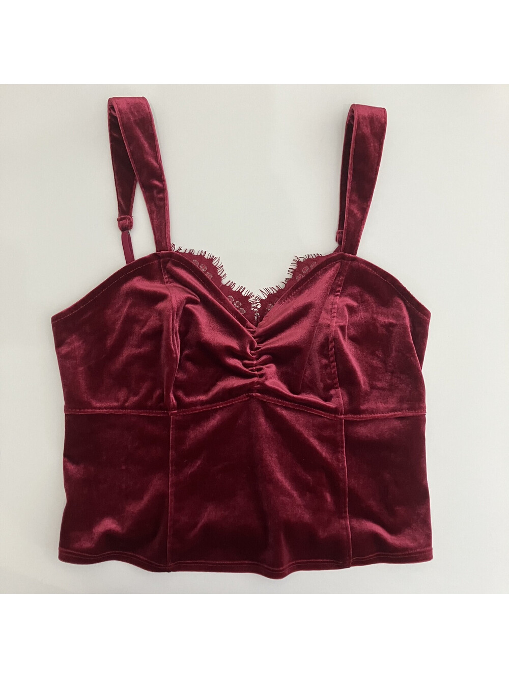 Renaissance Whimsigoth Y2K Velvet Lace Cami Babydoll Top Corset Vamp Medium